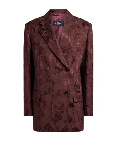 ETRO DOUBLE-BREASTED WOOL-BLEND BARK-EFFECT JACKET
