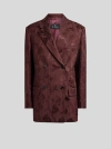 Etro , Double-breasted Wool-blend Bark-effect Jacket, Woman, Burgundy, Size 40 In Gold