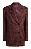 Etro Double-breasted Wool-blend Blazer In Burgundy