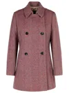 Etro Herringbone-pattern Double-breasted Coat In Pink