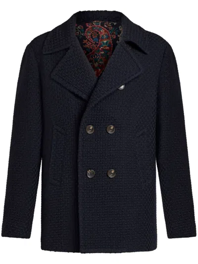 ETRO DOUBLE-BREASTED WOOL PEACOAT