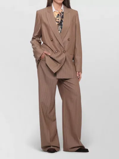 Etro Double Breasted Wool Tailoring Jacket In Brown