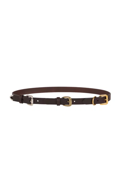 Etro Double Buckle Leather Belt In Brown