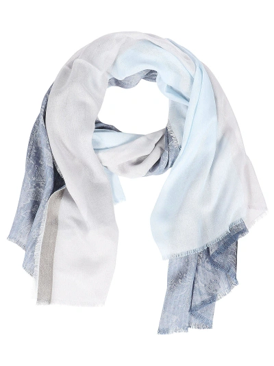 Etro Double Layer Scarf In Blu Navy