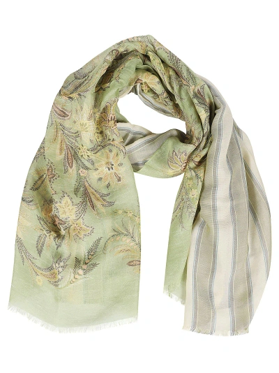Etro Double Layer Scarf In Verde