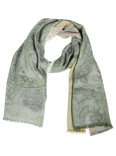 Etro Double Layer Scarf In Verde Scuro