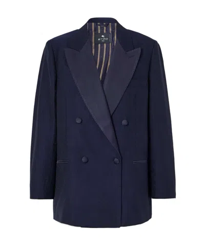 Etro Double-row Suit Jacket In Blue