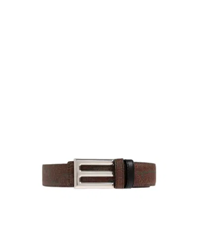 Etro Double-sided Belt In Brown