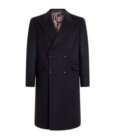 Etro Double-breasted Cashmere Coat In Multi