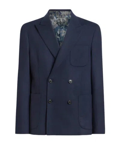 Etro Double-breasted Peak-lapel Blazer In Black