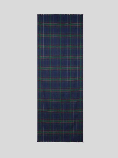 Etro , Double-sided Wool And Silk Scarf With Check And Paisley Motifs, Man, Blue In Blau