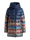 Etro Long Hooded Quilted Jacket With Paisley Pattern In Multi
