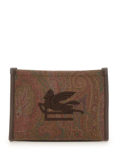 Etro Dpp Pouch "arnica" With Pegasus In Brown