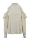 Etro Silk Top With Open Shoulders And Ruffles In White