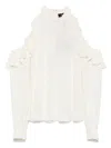 Etro Silk Top With Open Shoulders And Ruffles In White