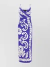 Etro Draped Floral Maxi Dress With Spaghetti Straps In Multi