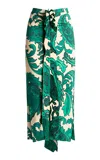 Etro Draped Jersey Midi Skirt In Green
