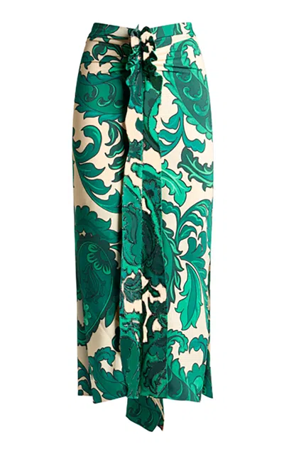 Etro Draped Jersey Midi Skirt In Green