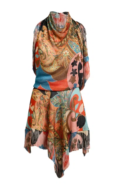 Etro Draped Jersey Mini Dress In Multi