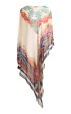 Etro Draped Silk Poncho In Multi