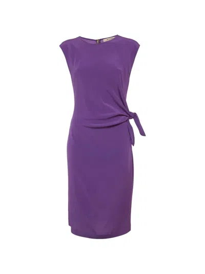 Pre-owned Etro Draped Tie-fastening Midi Dress In Purple