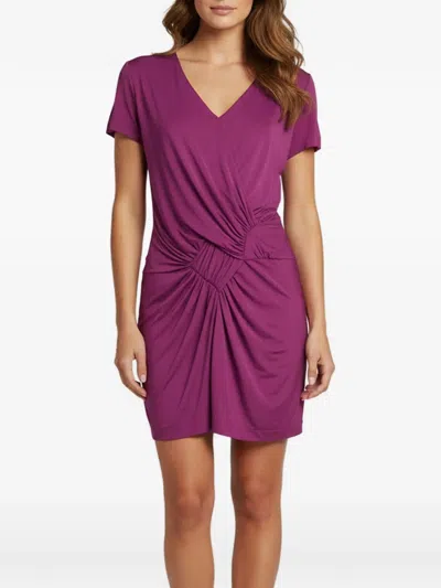 Pre-owned Etro Draped V-neck Mini Dress In Purple