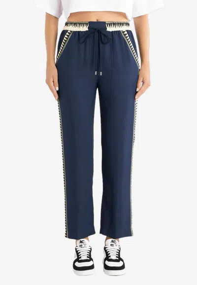Etro Geometric-print Drawstring Trousers In Blue