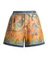 Etro Paisley Print Shorts Contrasting Hem Design In Orange