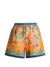 Etro Paisley Print Shorts Contrasting Hem Design In Orange