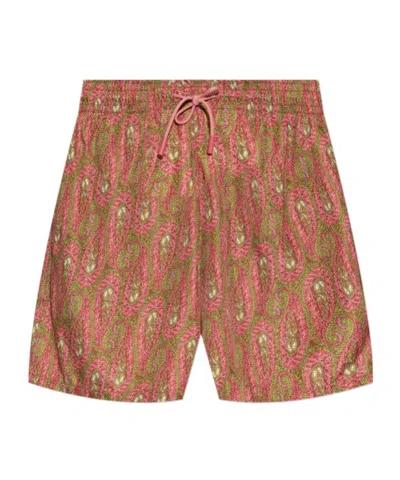 Etro Drawstring Swimming Trunks In Brown