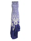 Etro Medallion Paisley Jersey Asymmetric Backless Dress