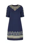 Etro Stretch Viscose Dress With Embroidered Geometric Pattern