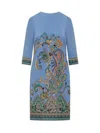 Etro Stretch Viscose Dress With Iconic Print In Blue
