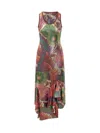Etro Laminated Jersey Dress With Maxi Floral Print