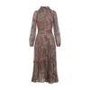 Etro Paisley Print Silk Blend Midi Dress In Brown