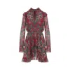 Etro High Neck Floral Print Mini Dress In Multi