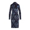 Etro Floral-pattern Mock-neck Midi Dress In Blue