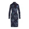 Etro Floral-pattern Mock-neck Midi Dress In Blue