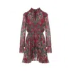 Etro High Neck Floral Print Mini Dress In Multi