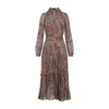 Etro Paisley Print Silk Blend Midi Dress In Brown