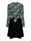 Etro Medallion Knit Jersey Long-sleeve Swing Dress In Black