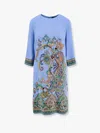 Etro Stretch Viscose Dress With Iconic Print In Blue
