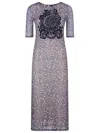 Etro Blue Long Dress With Maxi Floral Print On The Front And All-over Print In Blue