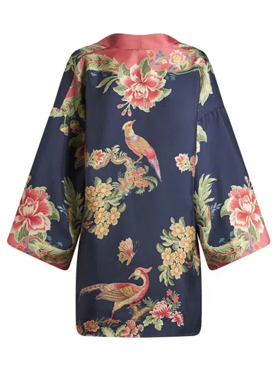 Etro Floral-print Twill Silk Dress In Blue