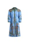 Etro Paisley-jacquard Knee-length Shirt Dress In Clear Blue