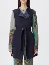 Etro Waist Belt Sleeveless Jacket Front Pockets In Blue