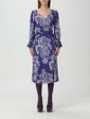 Etro Floral-print Multicolored Midi Dress In Blue