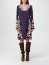 Etro Women Viscose Dress With Iconic Multicolor Print In Blau