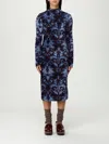 Etro All-over Pattern High-neck Midi Dress In Blue