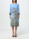 Etro Stretch Viscose Dress With Iconic Print In Hellblau